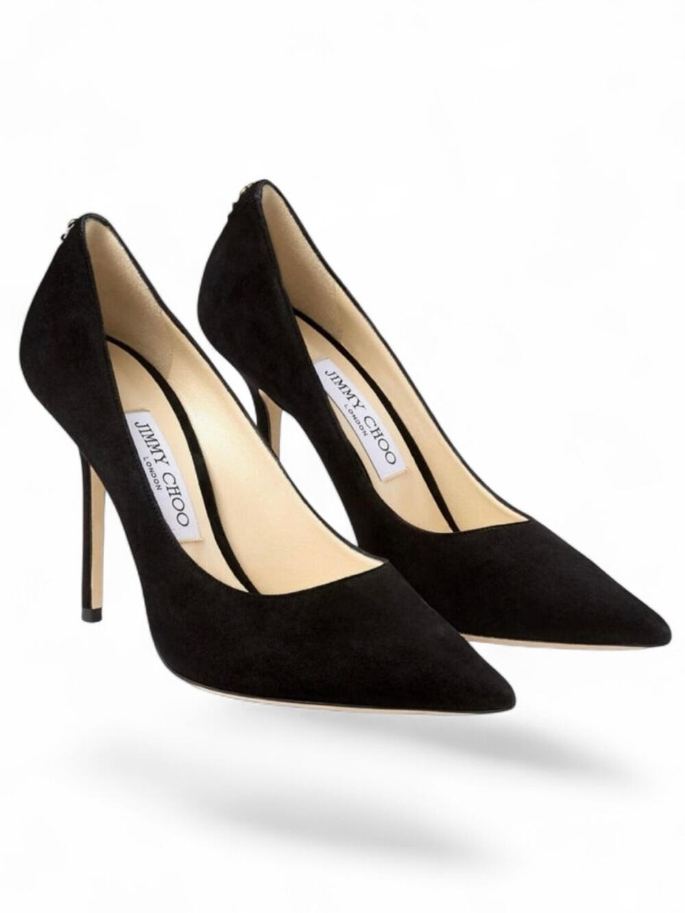 Jimmy Choo Love 100 Black Suede JC Button Pumps Size 38.5